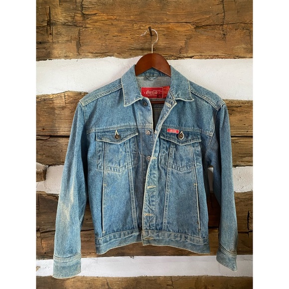 COCA COLA VINTAGE jean jacket size small 80s/90s lightwash denim - Picture 5 of 14